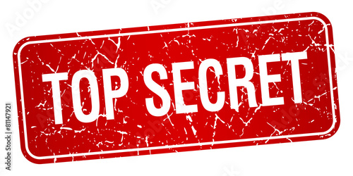 top secret red square grunge textured isolated stamp