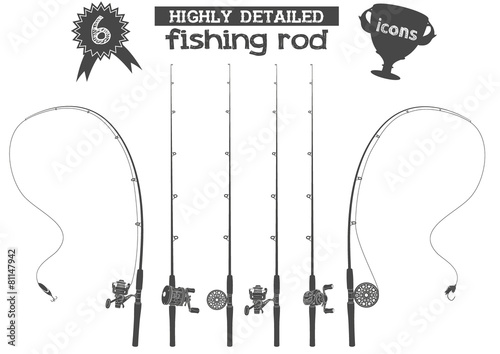 Fotobehang fishing rod icons