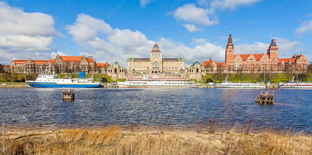 Szczecin City by the Odra river, Poland - obrazy, fototapety, plakaty 