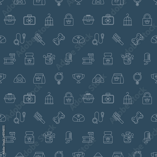 pet line icon pattern set