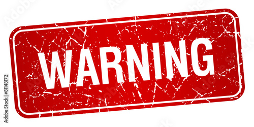warning red square grunge textured isolated stamp