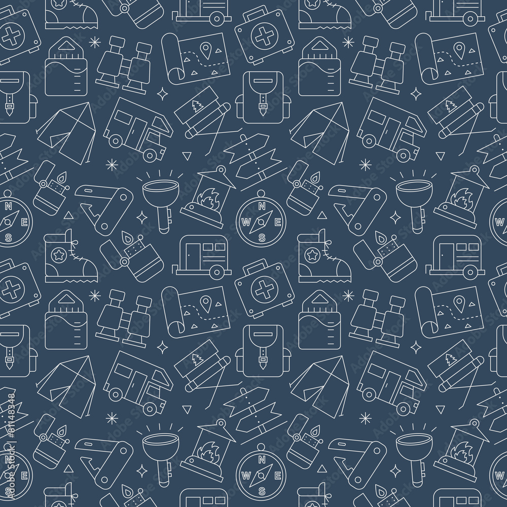 camping line icon pattern set camping line icon pattern set