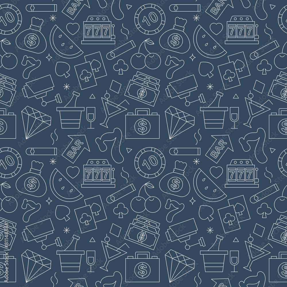 Casino line icon pattern set Casino line icon pattern set