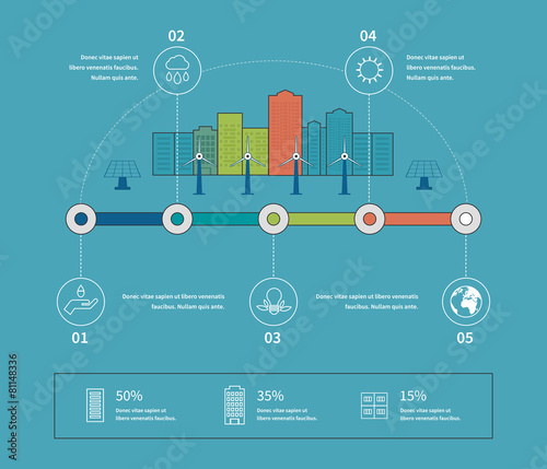 Ecology illustration infographic elements flat design. City