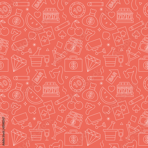 Casino line icon pattern set
