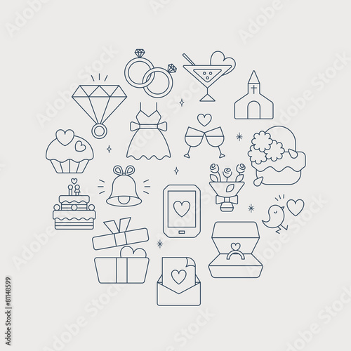 wedding line circle icon