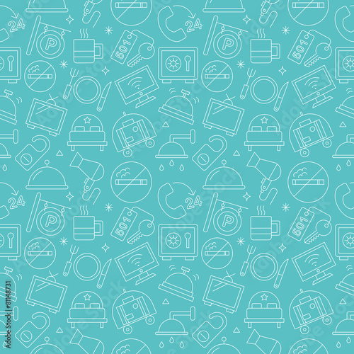 hotel line icon pattern set