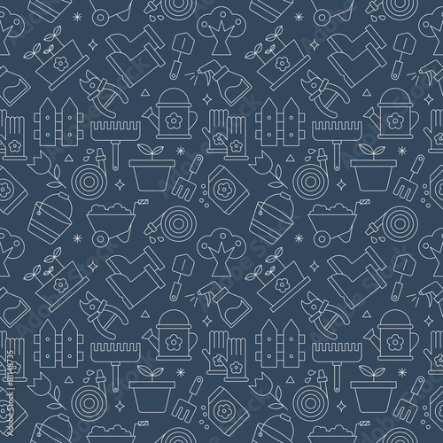 gardening line icon pattern set