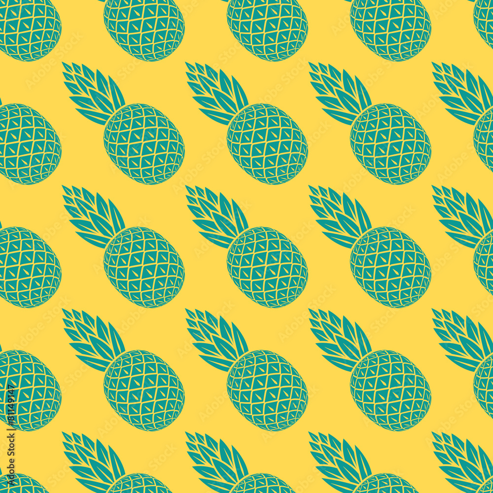 pineapple tropical fruit seamless pattern