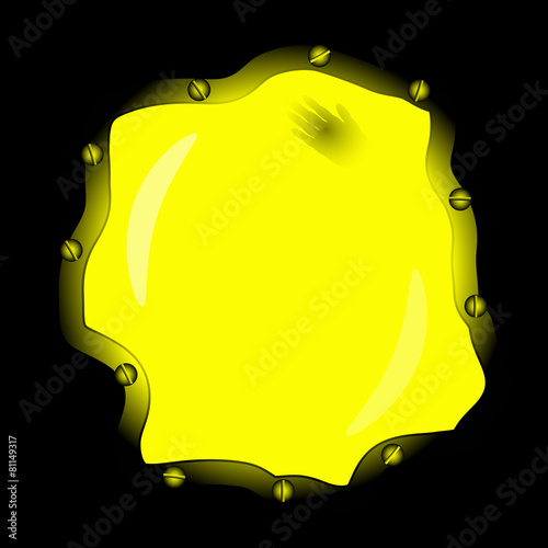 unusual mystical uneven yellow porthole in dark place