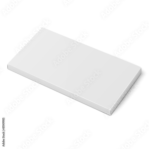White slim cardboard box template.