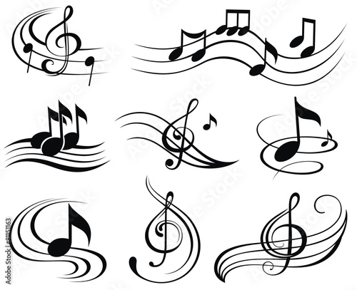 Music notes. Set of music design elements or icons.