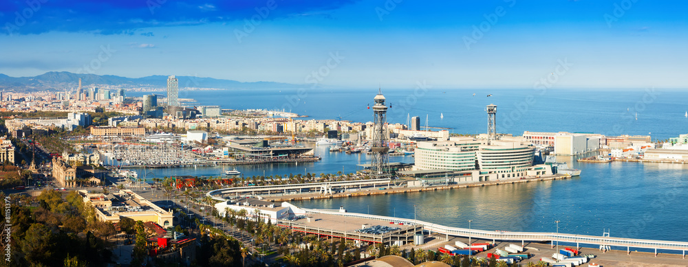 Panoramic view of Barcelona with Port