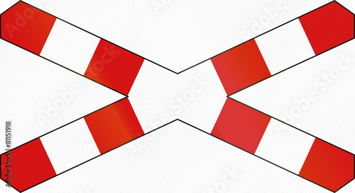 Fotografie Polish warning sign for single track level crossing, horizontal variant