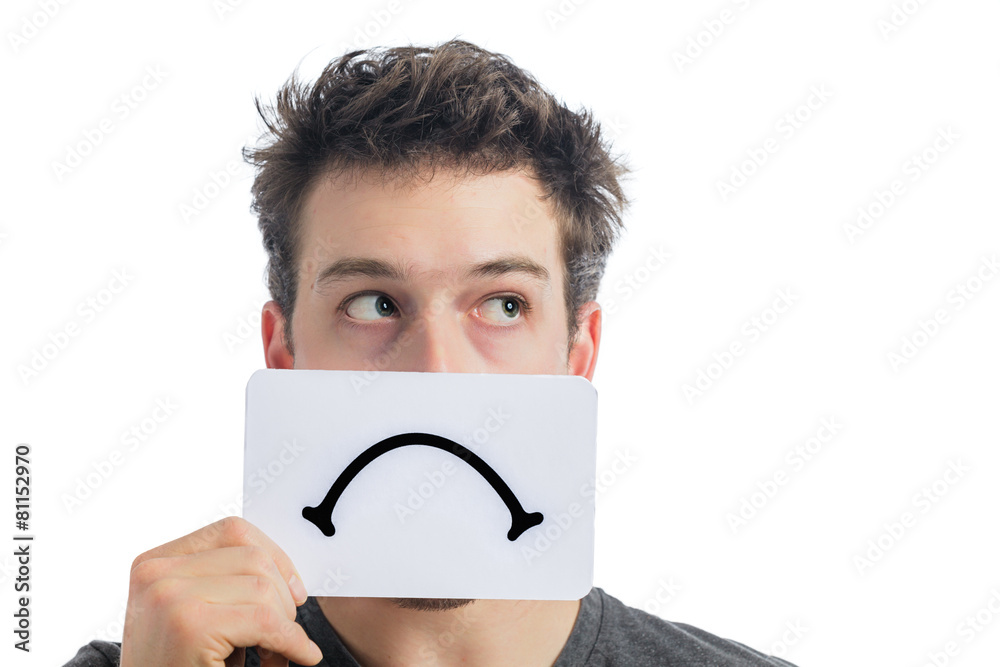 Unhappy Portrait of someone Holding a Sad Mood Board Unhappy Portrait of someone Holding a Sad Mood Board