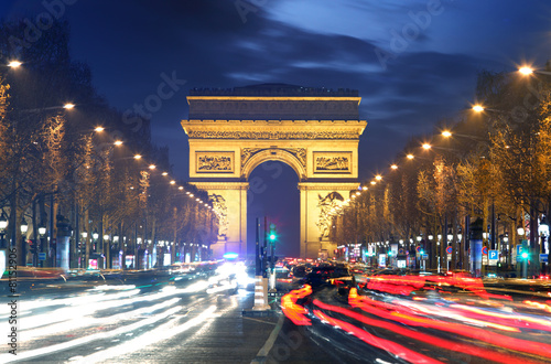 Arc de triomphe Paris city at sunset