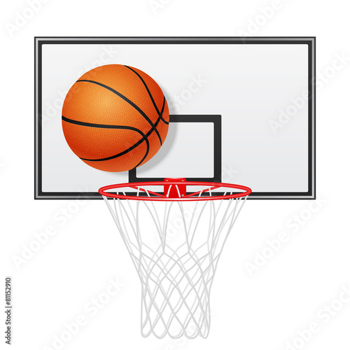 Basketball backboard and ball. Isolated on white