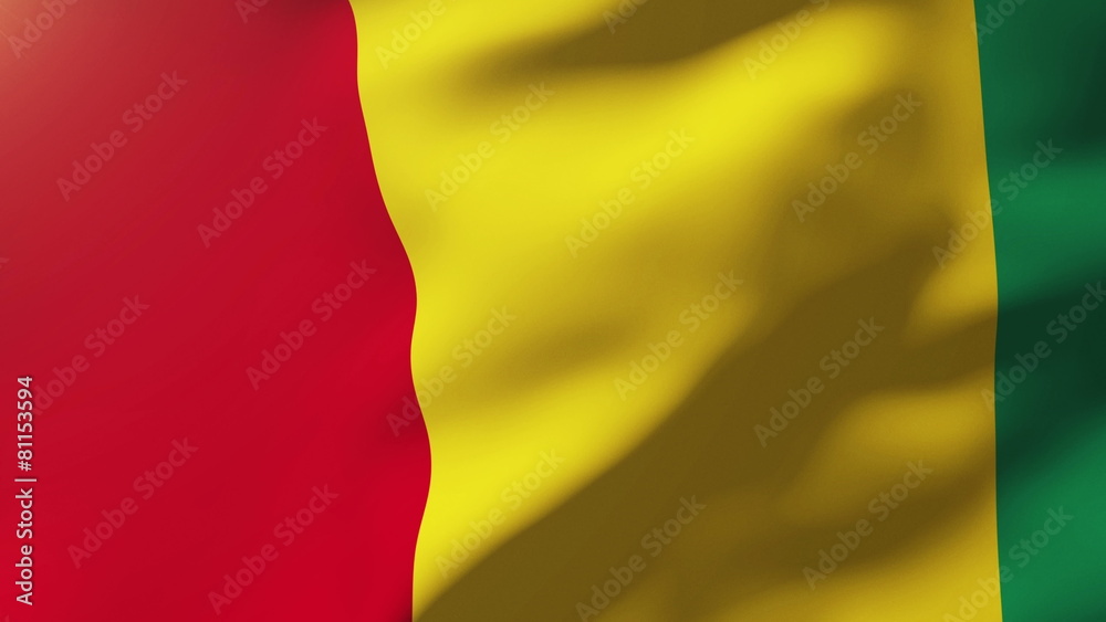 Guinea flag waving in the wind. Looping sun rises style Guinea flag waving in the wind. Looping sun rises style