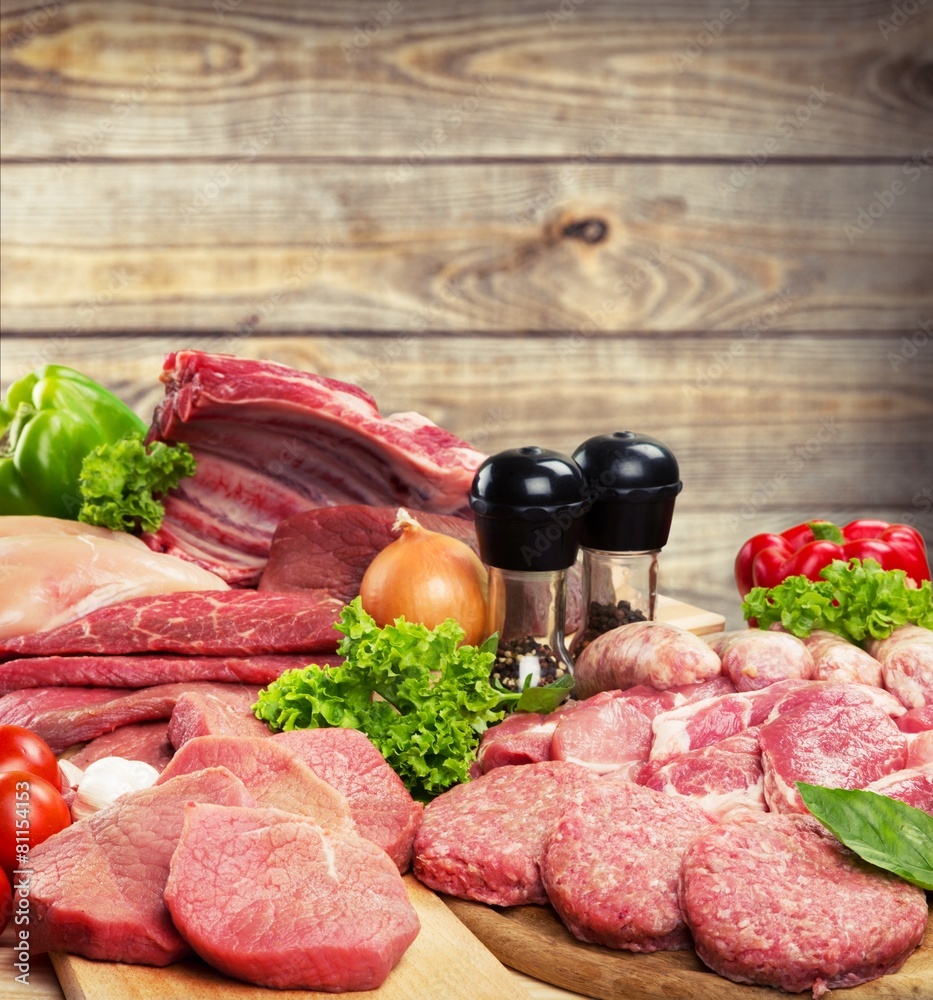 Meat. Assorted raw meats Meat. Assorted raw meats