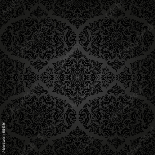 Damask Seamless Pattern. Orient Dark Background