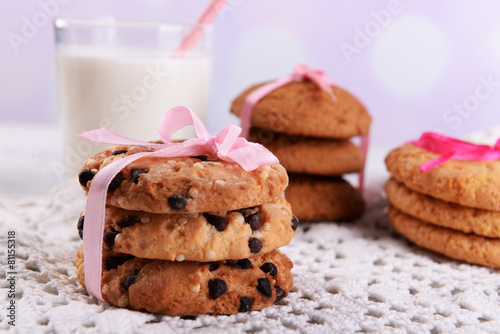 Tasty cookies and glass of milk