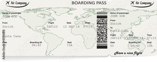 Vector image of airline boarding pass ticket