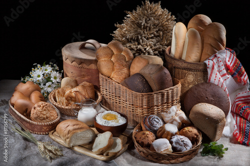 Still Life WIth Bread And Wicker BAsket