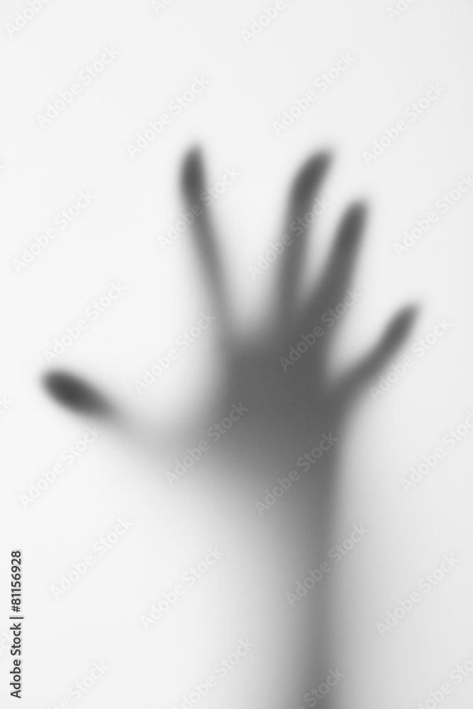 Silhouette of hand, close up