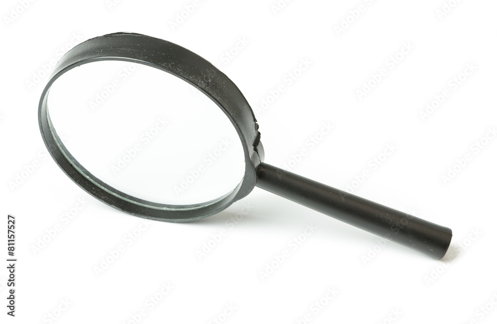 Black Magnifying glass isolated on white Black Magnifying glass isolated on white