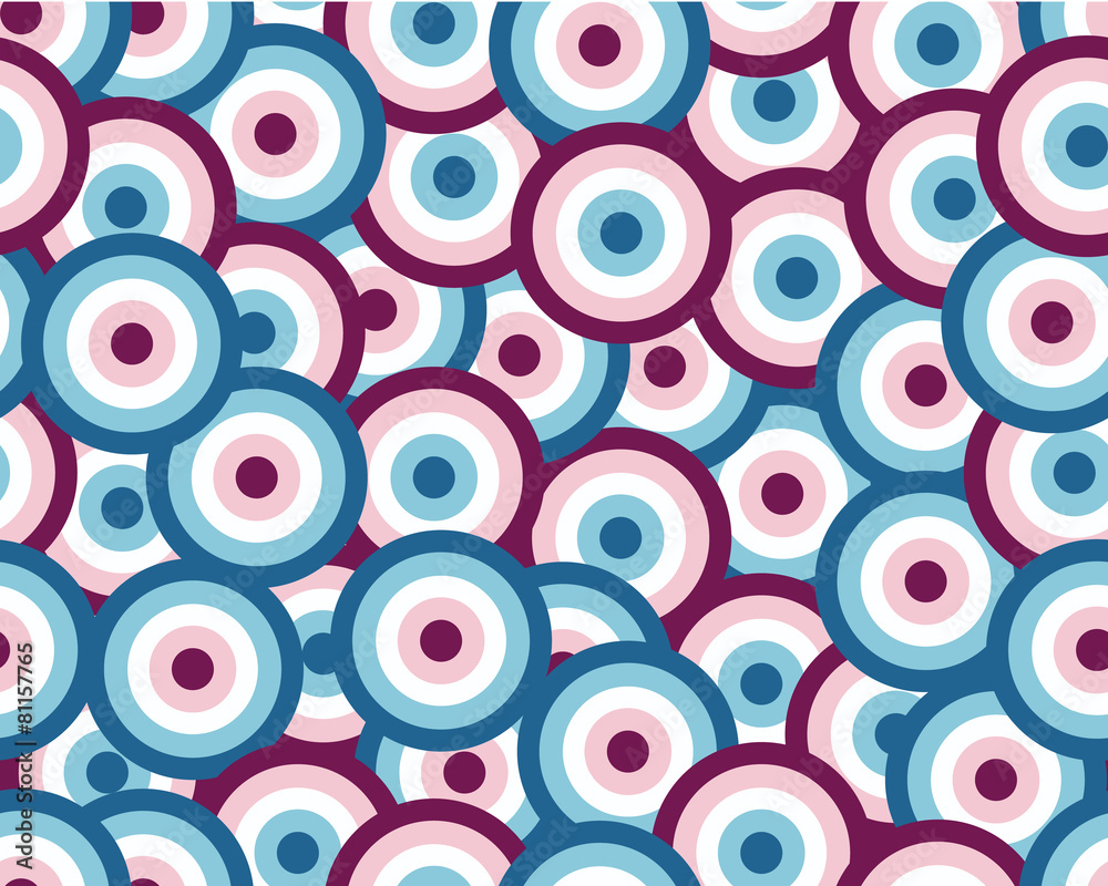 rounds white blue red seamless pattern