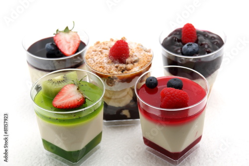 Different colorful of panacotta