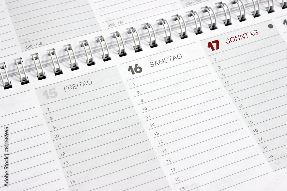 Terminkalender, Date calendar, blanko Terminkalender, Date calendar, blanko