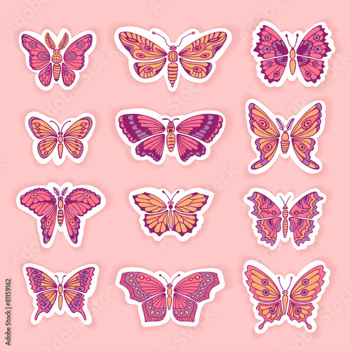 Wallpaper Mural Set of Butterflies Decorative Isolated Silhouettes in Vector Torontodigital.ca