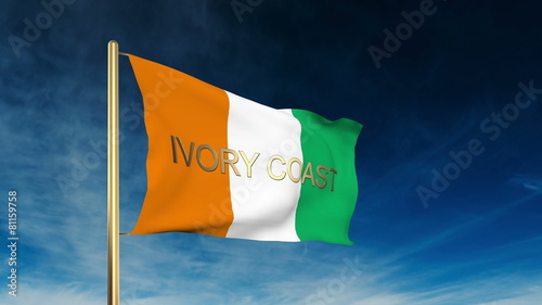 Ivory Coast flag slider style with title. Waving in the wind photo