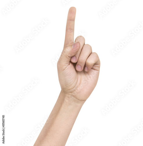 man's hand sign attention white background