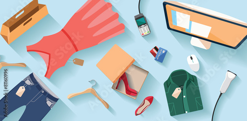 Butique cash desk flat illustration