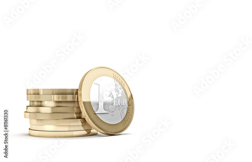 euro coin on white photo