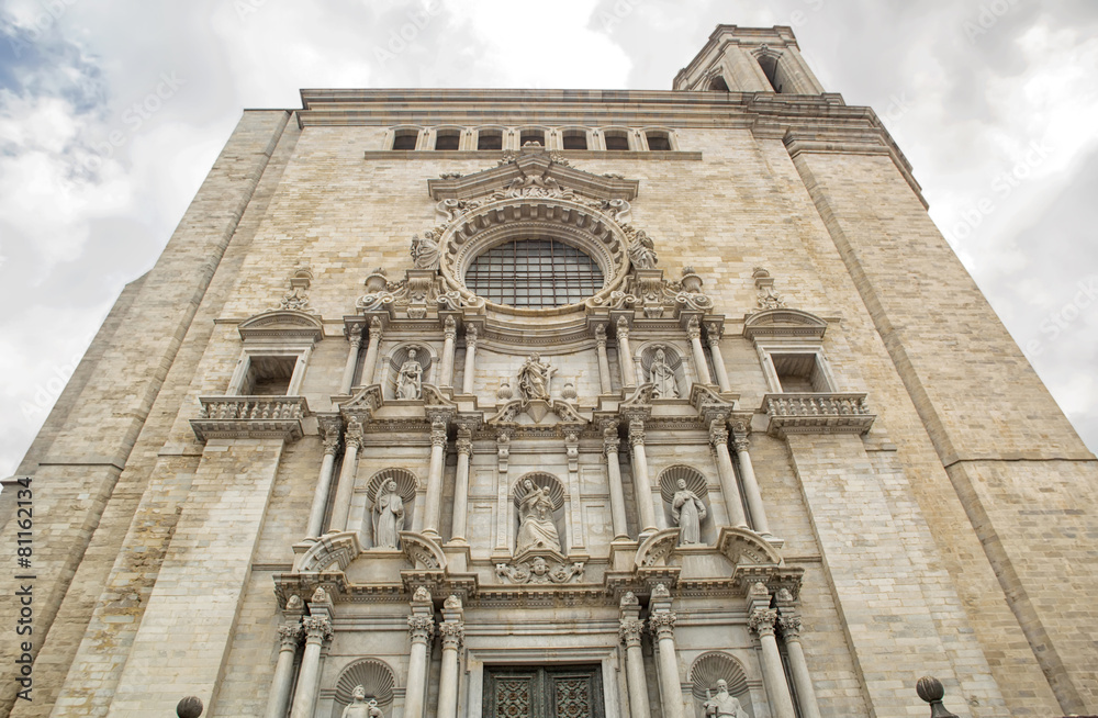 Detaisl of the  facade of the Cathedral of Girona