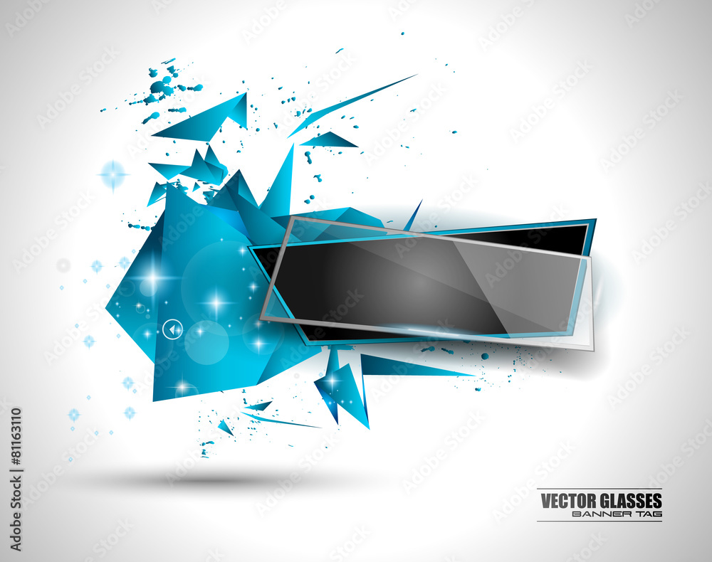 Glass Banner with Abstract Shape and glossy effect