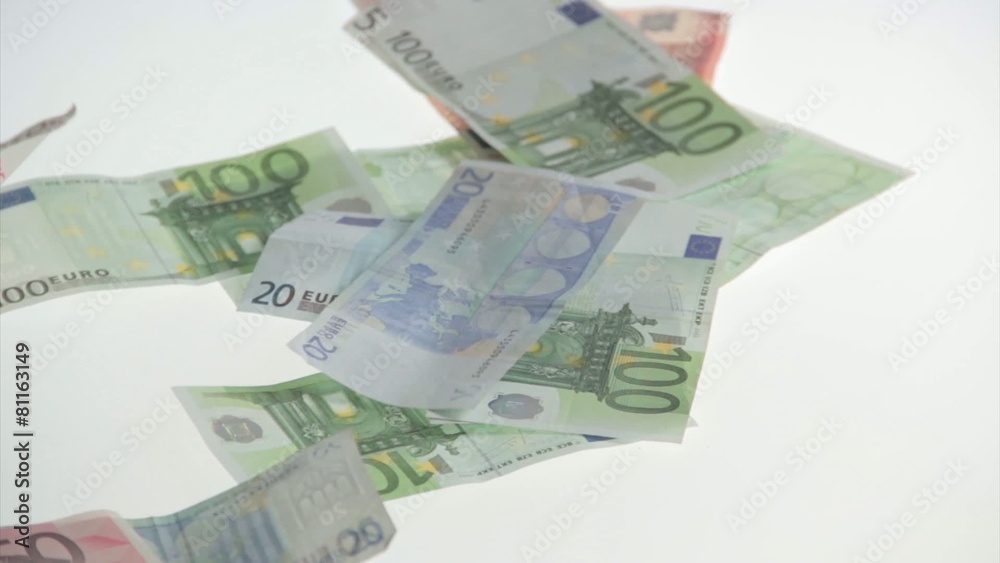 money euro banknotes fall on table money euro banknotes fall on table