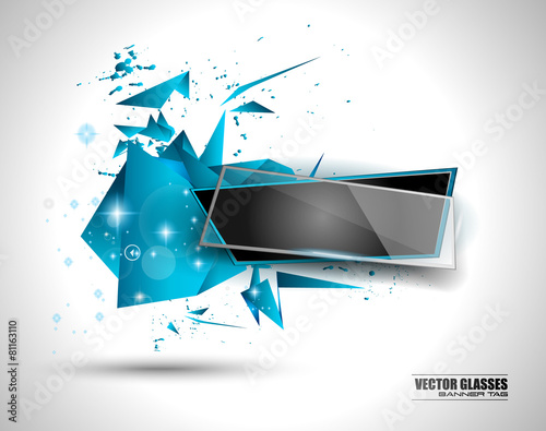 Glass Banner with Abstract Shape and glossy effect