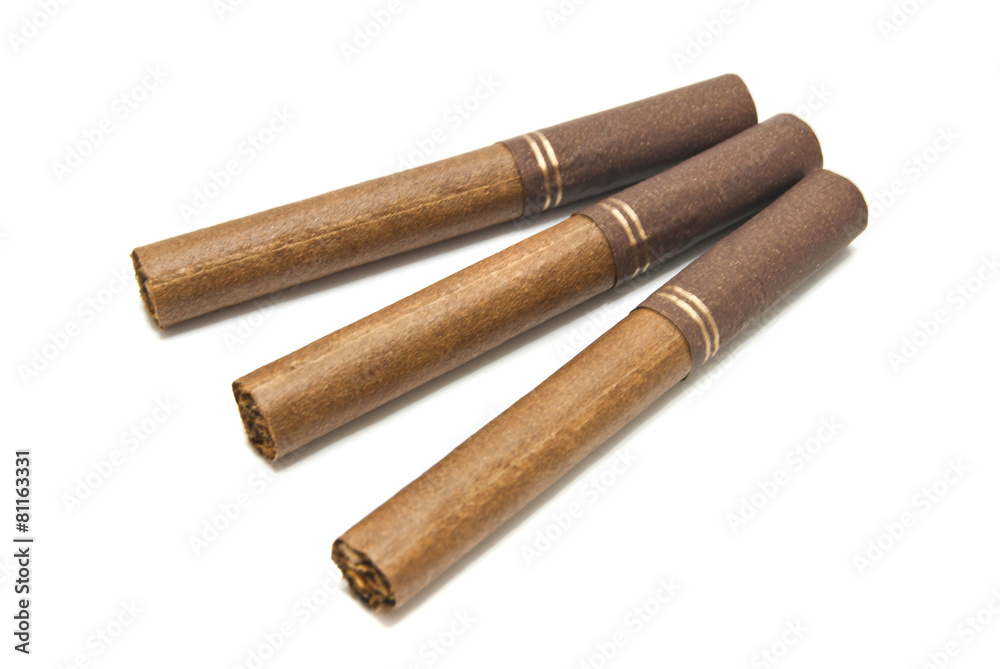three cigarettes closeup three cigarettes closeup