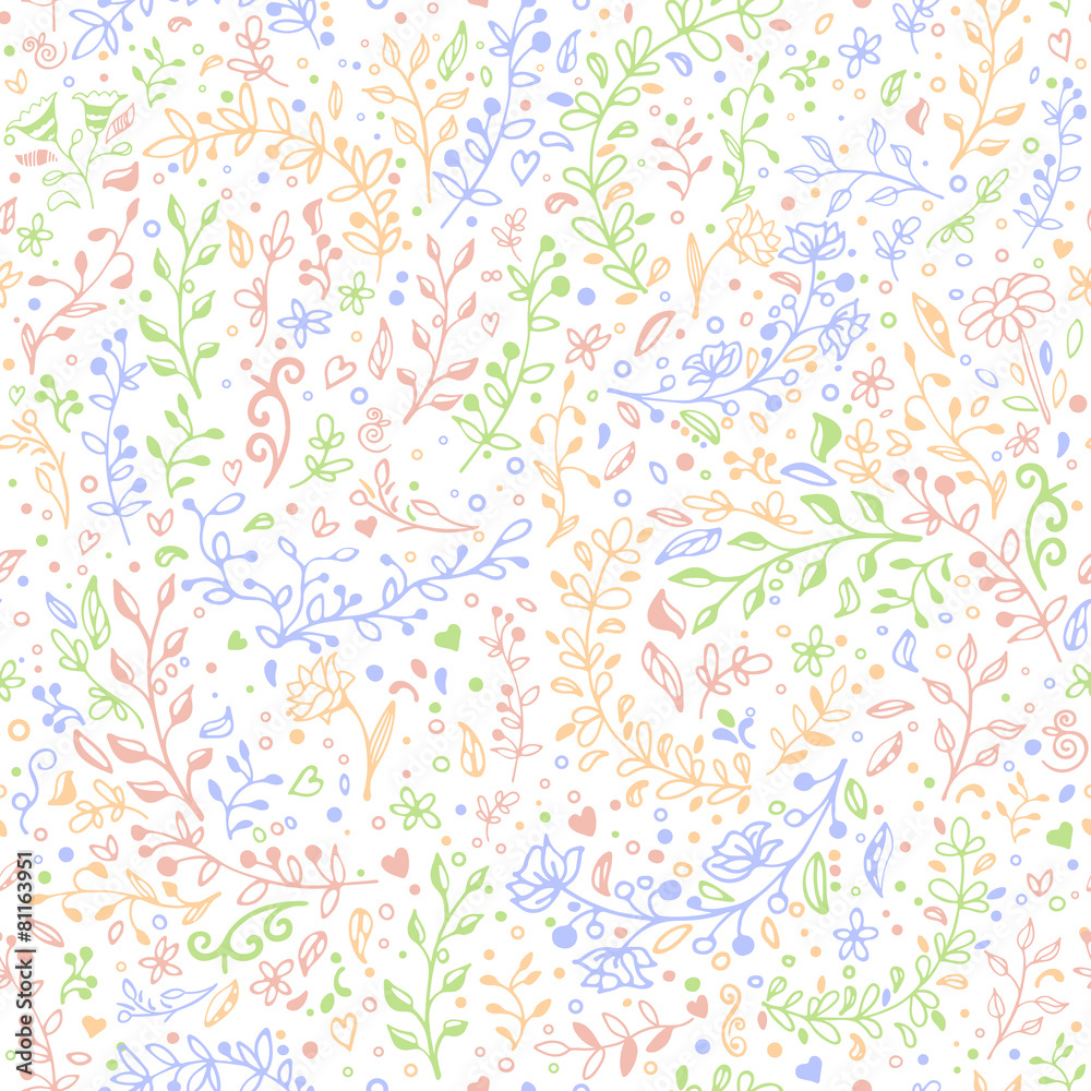 Vector seamless floral pattern. Hand draw, doodles Vector seamless floral pattern. Hand draw, doodles