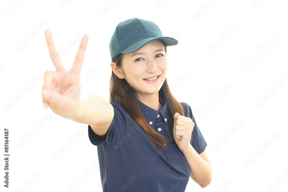 笑顔の女性労働者 笑顔の女性労働者