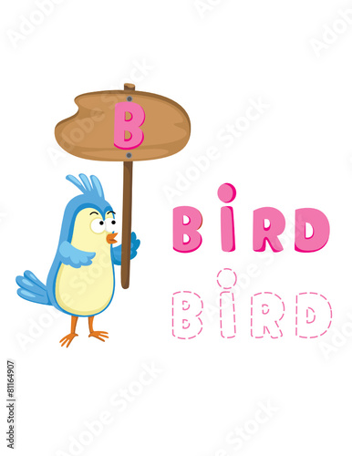 animal alphabet b with bird