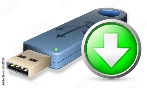 Vector USB Flash drive with DOWNLOAD sign