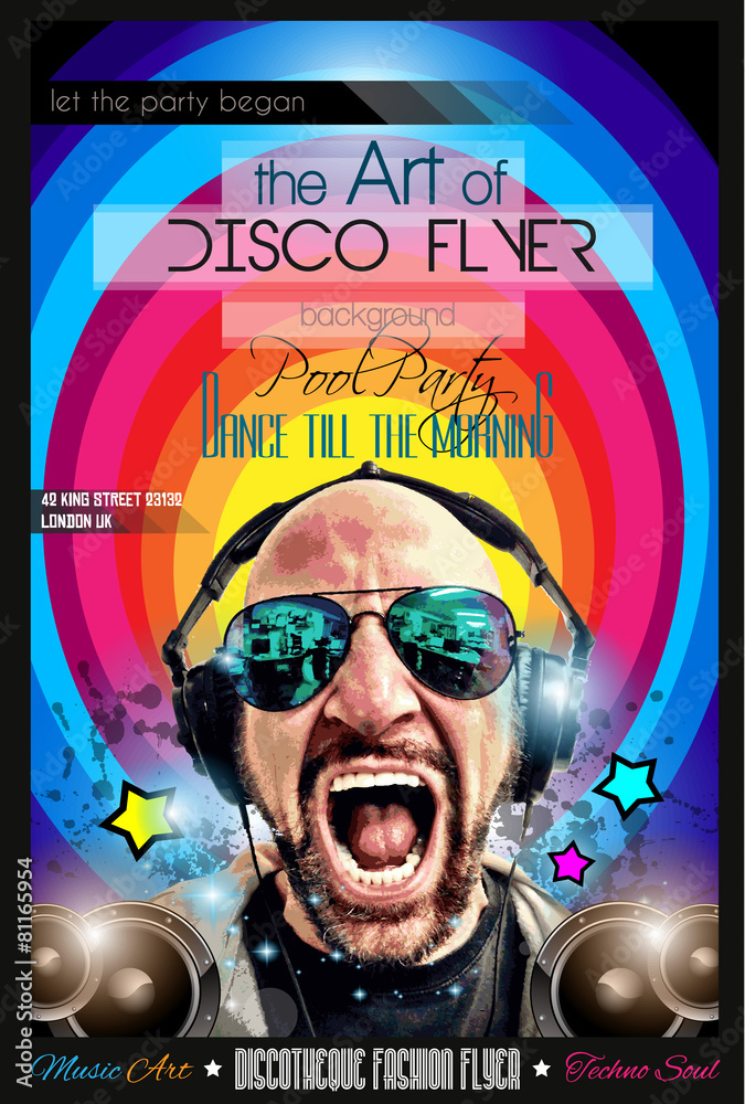 Obraz premium Disco Night Club Flyer layout with DJ shape