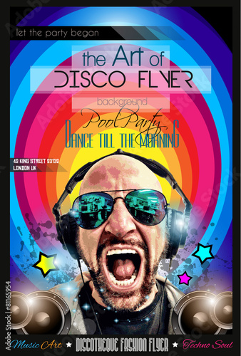 Disco Night Club Flyer layout with DJ shape