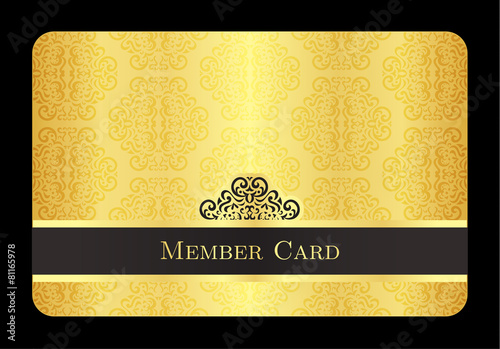 Golden member card with classic vintage pattern photo