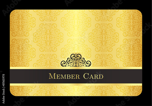 Golden member card with classic vintage pattern
